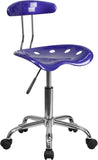 Vibrant Deep Blue and Chrome Task Chair with Tractor Seat