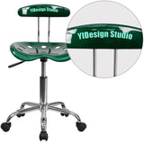Personalized Vibrant Green and Chrome Task Chair with Tractor Seat