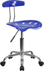 Vibrant Nautical Blue and Chrome Task Chair with Tractor Seat