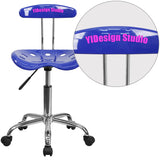 Personalized Vibrant Nautical Blue and Chrome Task Chair with Tractor Seat