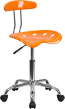Vibrant Orange and Chrome Task Chair with Tractor Seat