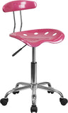 Vibrant Pink and Chrome Task Chair with Tractor Seat