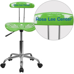 Personalized Vibrant Spicy Lime and Chrome Task Chair with Tractor Seat