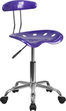 Vibrant Violet and Chrome Task Chair with Tractor Seat