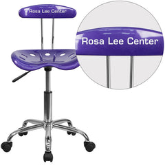 Personalized Vibrant Violet and Chrome Task Chair with Tractor Seat