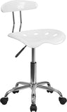Vibrant White and Chrome Task Chair with Tractor Seat