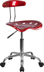 Vibrant Wine Red and Chrome Task Chair with Tractor Seat