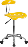 Vibrant Orange-Yellow and Chrome Task Chair with Tractor Seat