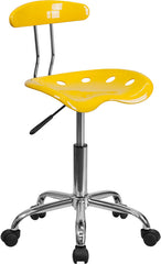Vibrant Orange-Yellow and Chrome Task Chair with Tractor Seat