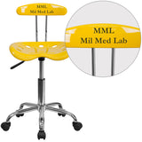 Personalized Vibrant Orange-Yellow and Chrome Task Chair with Tractor Seat