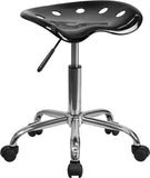 Vibrant Black Tractor Seat and Chrome Stool