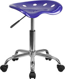 Vibrant Deep Blue Tractor Seat and Chrome Stool