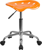 Vibrant Orange Tractor Seat and Chrome Stool