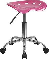 Vibrant Pink Tractor Seat and Chrome Stool