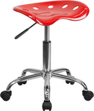 Vibrant Red Tractor Seat and Chrome Stool