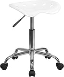 Vibrant White Tractor Seat and Chrome Stool