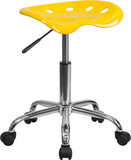 Vibrant Orange-Yellow Tractor Seat and Chrome Stool