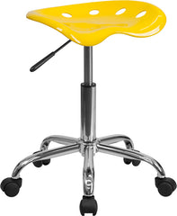 Vibrant Orange-Yellow Tractor Seat and Chrome Stool