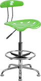 Vibrant Apple Green and Chrome Drafting Stool with Tractor Seat