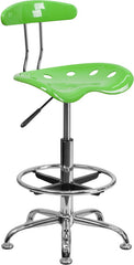 Vibrant Apple Green and Chrome Drafting Stool with Tractor Seat