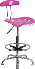 Vibrant Candy Heart and Chrome Drafting Stool with Tractor Seat