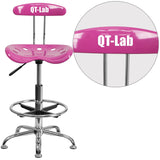 Personalized Vibrant Candy Heart and Chrome Drafting Stool with Tractor Seat