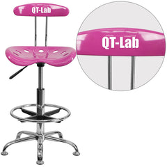 Personalized Vibrant Candy Heart and Chrome Drafting Stool with Tractor Seat