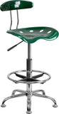 Vibrant Green and Chrome Drafting Stool with Tractor Seat