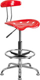 Vibrant Red and Chrome Drafting Stool with Tractor Seat