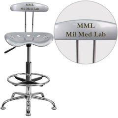 Personalized Vibrant Silver and Chrome Drafting Stool with Tractor Seat