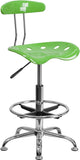 Vibrant Spicy Lime and Chrome Drafting Stool with Tractor Seat