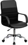 Mid-Back Black Leather and Mesh Swivel Task Chair