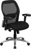 Mid-Back Black Super Mesh Executive Swivel Office Chair with Mesh Padded Seat and Knee Tilt Control