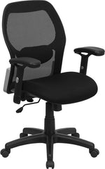 Mid-Back Black Super Mesh Executive Swivel Office Chair with Mesh Padded Seat