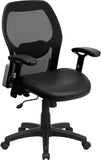 Mid-Back Black Super Mesh Executive Swivel Office Chair with Leather Padded Seat