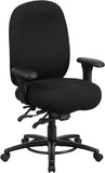 HERCULES Series 24/7 Intensive Use, Multi-Shift, Big & Tall 350 lb. Capacity Black Fabric Multi-Functional Swivel Chair with Foot Ring