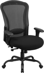 HERCULES Series 24/7 Intensive Use, Multi-Shift, Big & Tall 400 lb. Capacity Black Mesh Multi-Functional Swivel Chair with Synchro-Tilt
