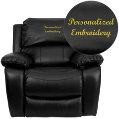 Personalized Black Leather Rocker Recliner
