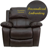 Personalized Brown Leather Rocker Recliner