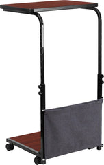 Mobile Sit-Down, Stand-Up Mahogany Computer Desk with Removable Pouch (Adjustable Range 27'' - 46.5'')