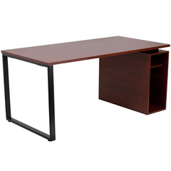 Mahogany Computer Desk with Open Storage Pedestal