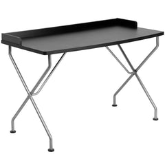 Black Computer Desk with Silver Frame