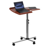 Angle and Height Adjustable Mobile Laptop Computer Table with Cherry Top