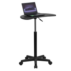 Height Adjustable Mobile Laptop Computer Desk with Black Top