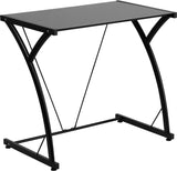 Contemporary Tempered Black Glass Computer Desk with Matching Frame