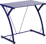 Contemporary Tempered Blue Glass Computer Desk with Matching Frame