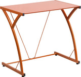 Contemporary Tempered Orange Glass Computer Desk with Matching Frame