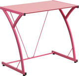 Contemporary Tempered Pink Glass Computer Desk with Matching Frame