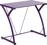 Contemporary Tempered Purple Glass Computer Desk with Matching Frame