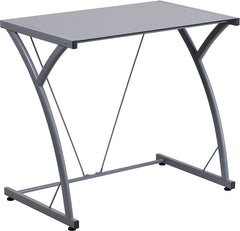Contemporary Tempered Silver Glass Computer Desk with Matching Frame